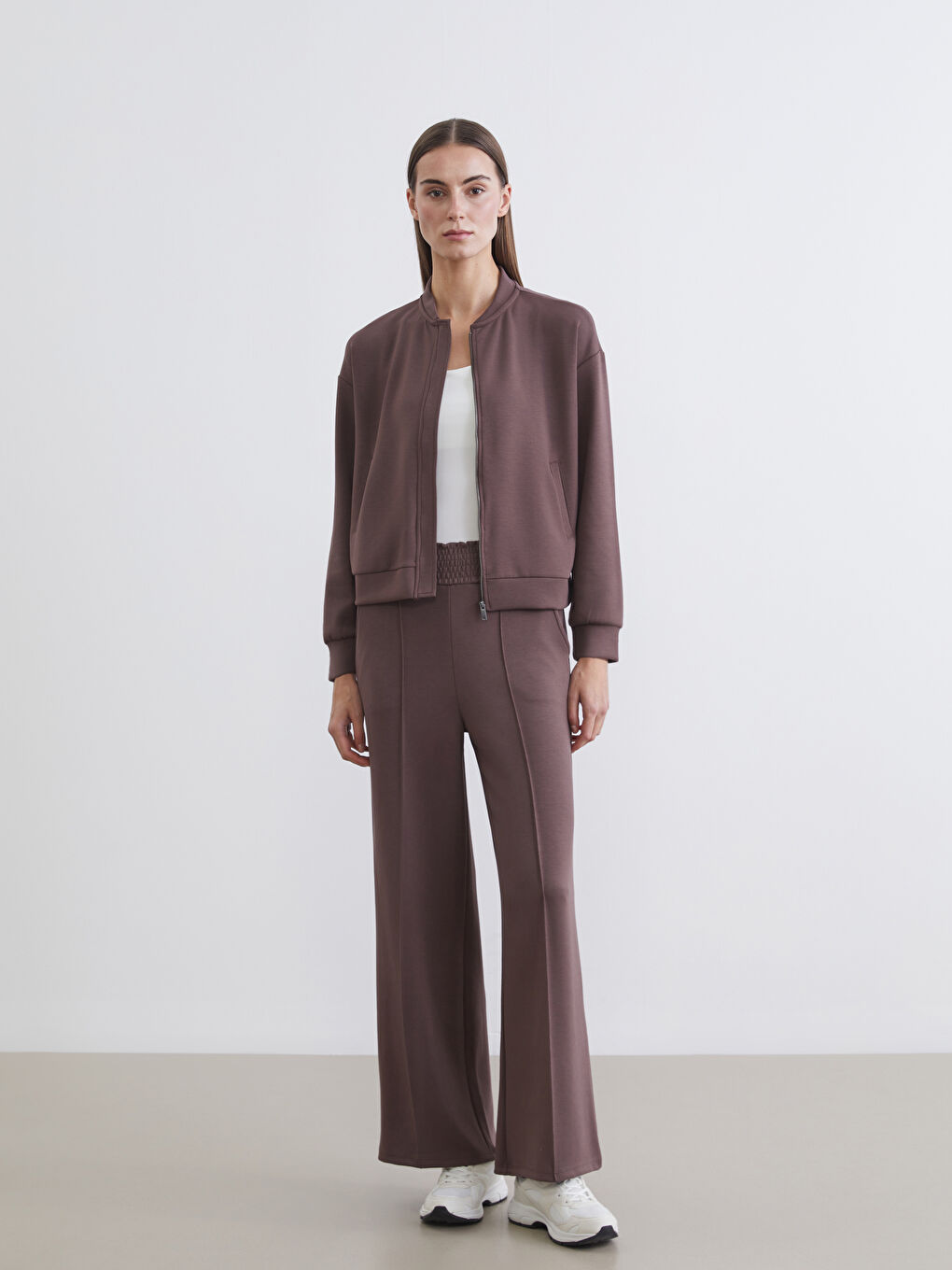 College Collar Oversize Women's Zip-Up Sweatshirt-1