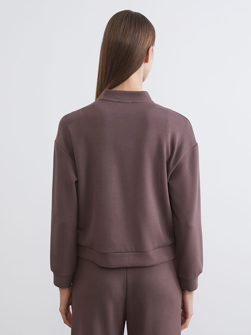 College Collar Oversize Women's Zip-Up Sweatshirt-3