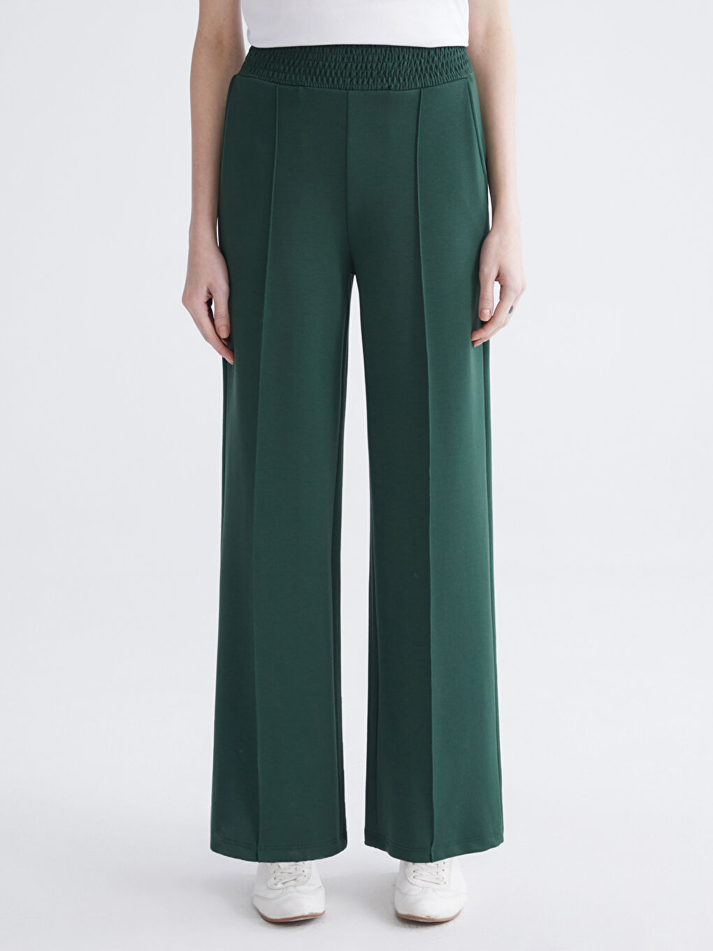 Yeşil Beli Lastikli Geniş Paça Kadın Eşofman Altı-1