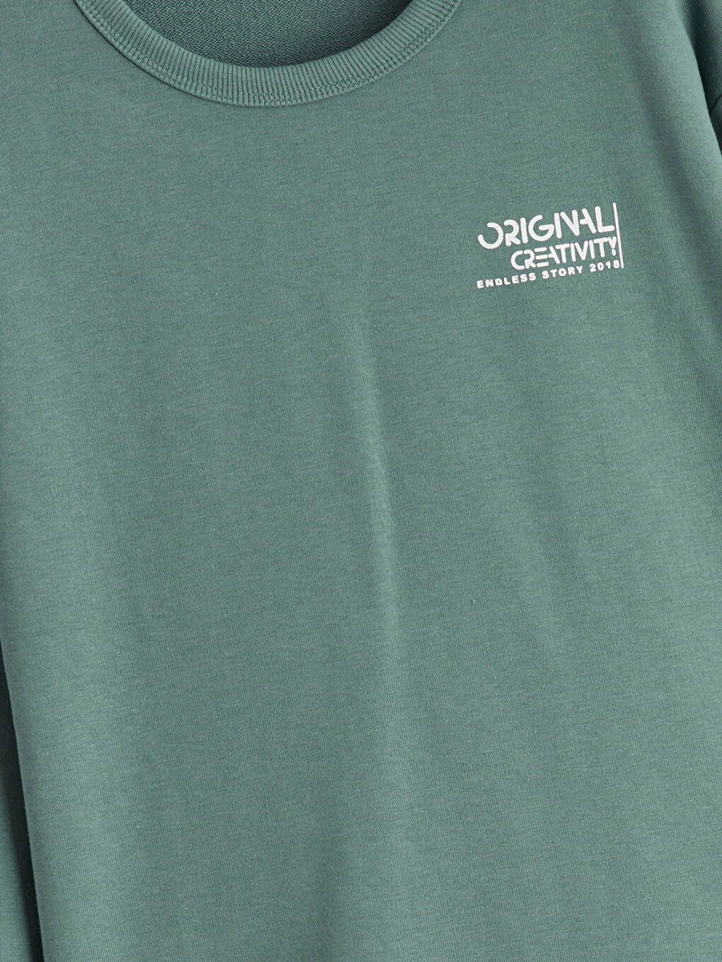 Yeşil Bisiklet Yaka Erkek Çocuk Sweatshirt-1