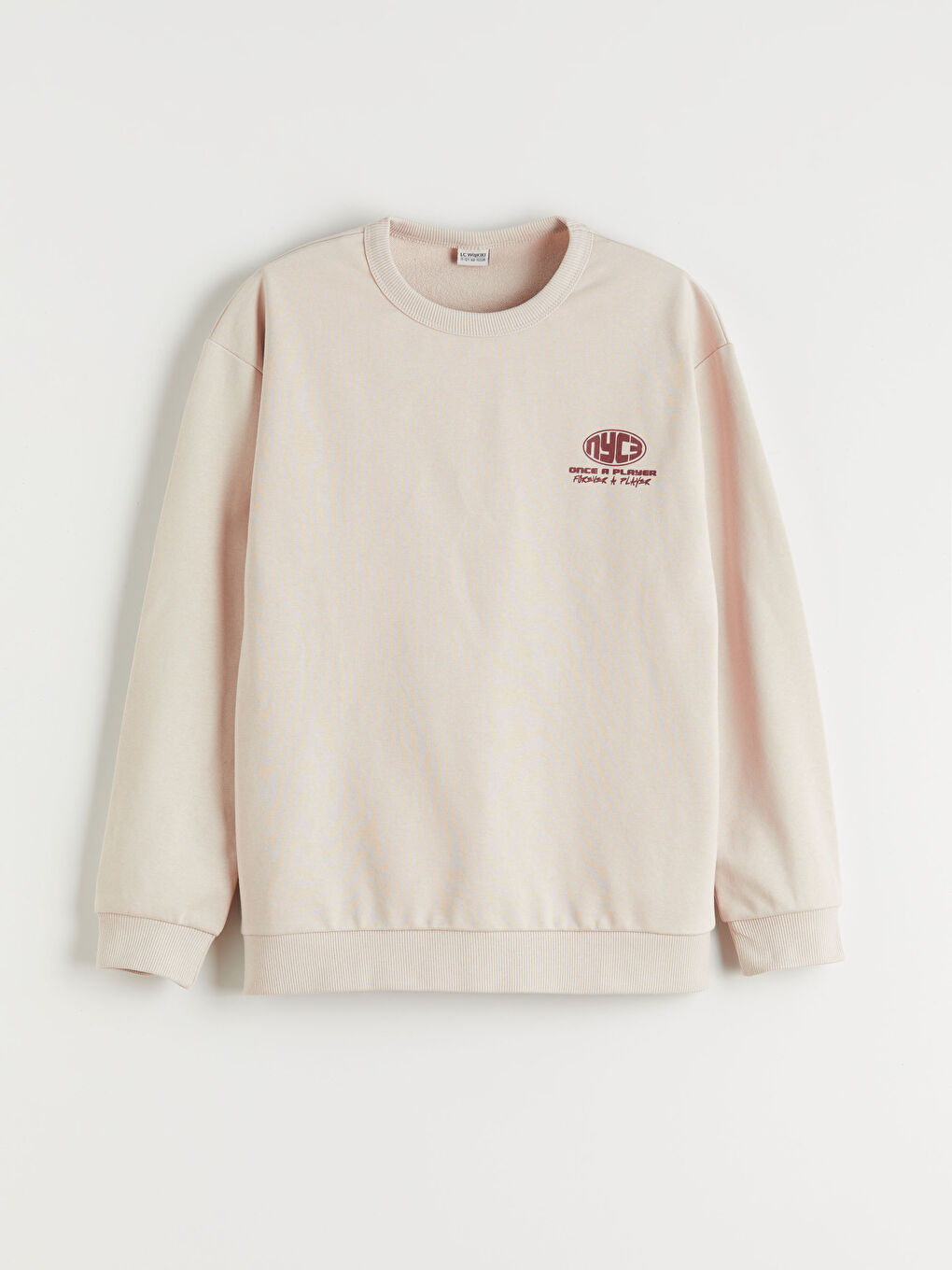 Bej Bisiklet Yaka Erkek Çocuk Sweatshirt