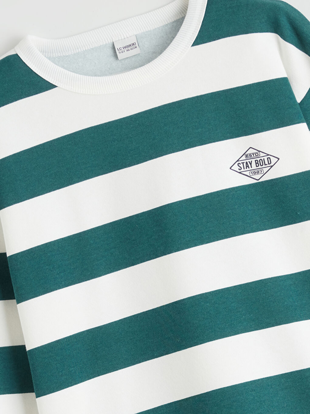 Yeşil Bisiklet Yaka Çizgili Erkek Çocuk Sweatshirt-2