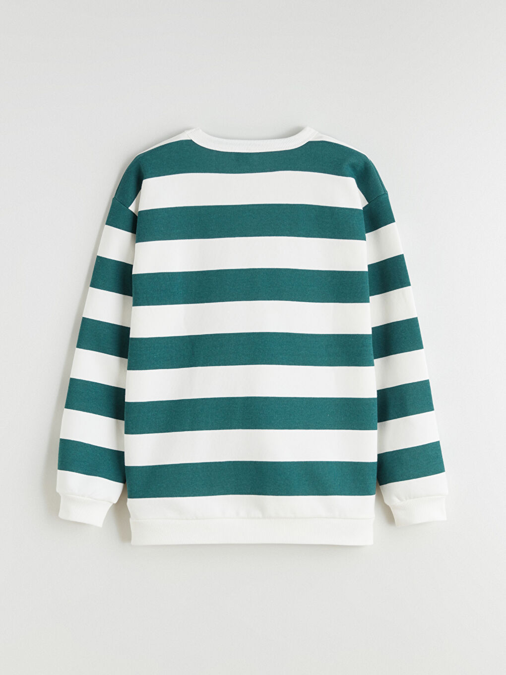 Yeşil Bisiklet Yaka Çizgili Erkek Çocuk Sweatshirt-3