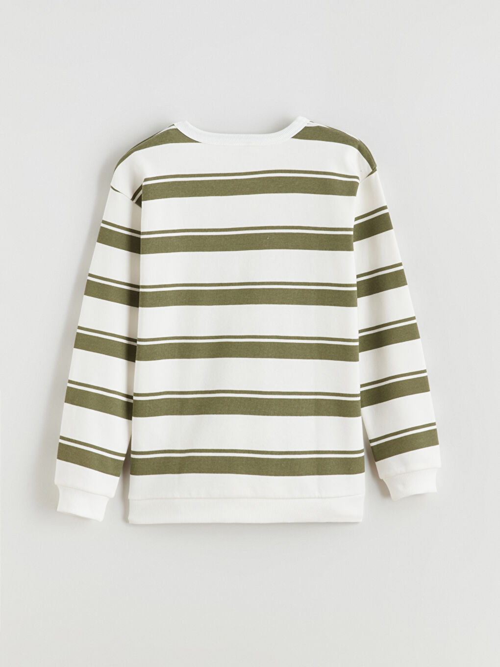 Haki Bisiklet Yaka Çizgili Erkek Çocuk Sweatshirt-3