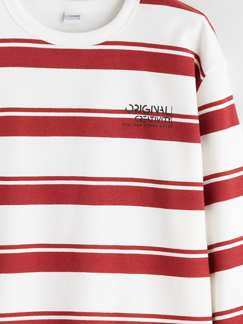 Bordo Bisiklet Yaka Çizgili Erkek Çocuk Sweatshirt-2