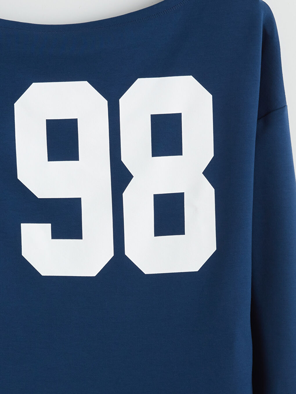 Lacivert Kayık Yaka Kadın Sweatshirt-5