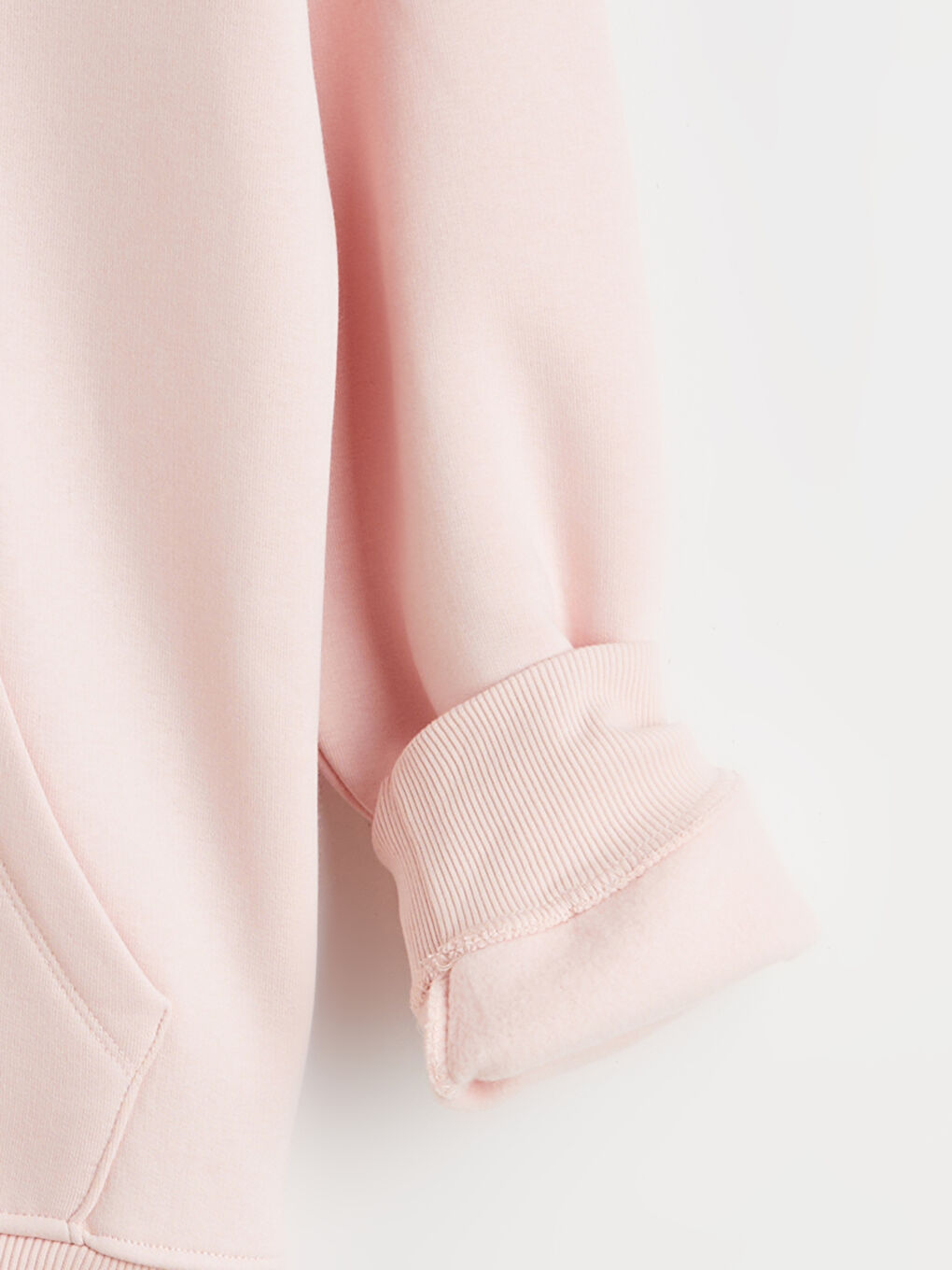 Pembe Kanguru Cepli Erkek Kalın Hoodie-5