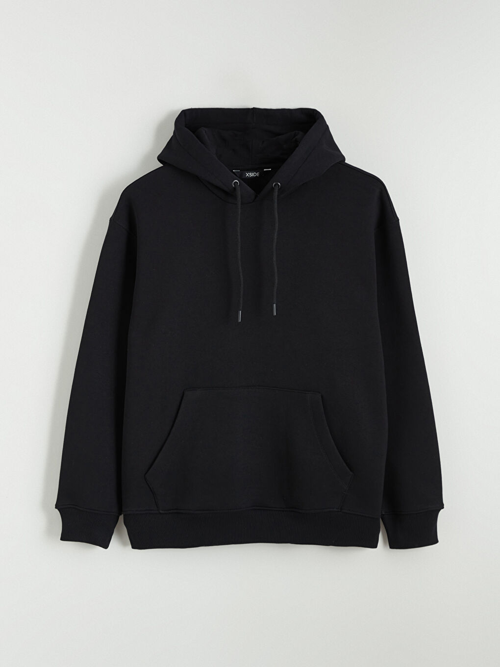 Siyah Kanguru Cepli Erkek Kalın Hoodie-4