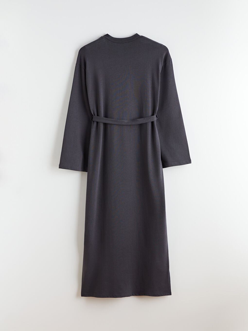 Antrasit Bisiklet Yaka Nakışlı Elbise-5