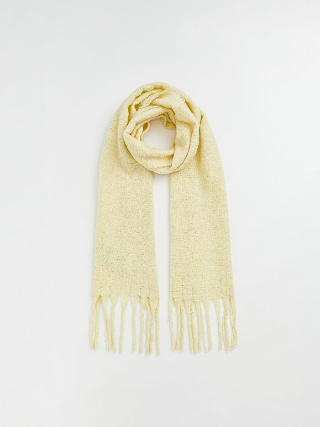 Sarı Püsküllü Kadın Atkı