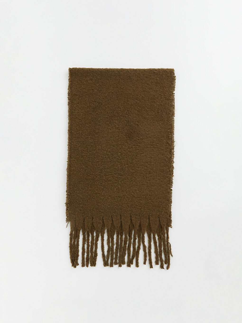 Haki Püsküllü Kadın Atkı-1