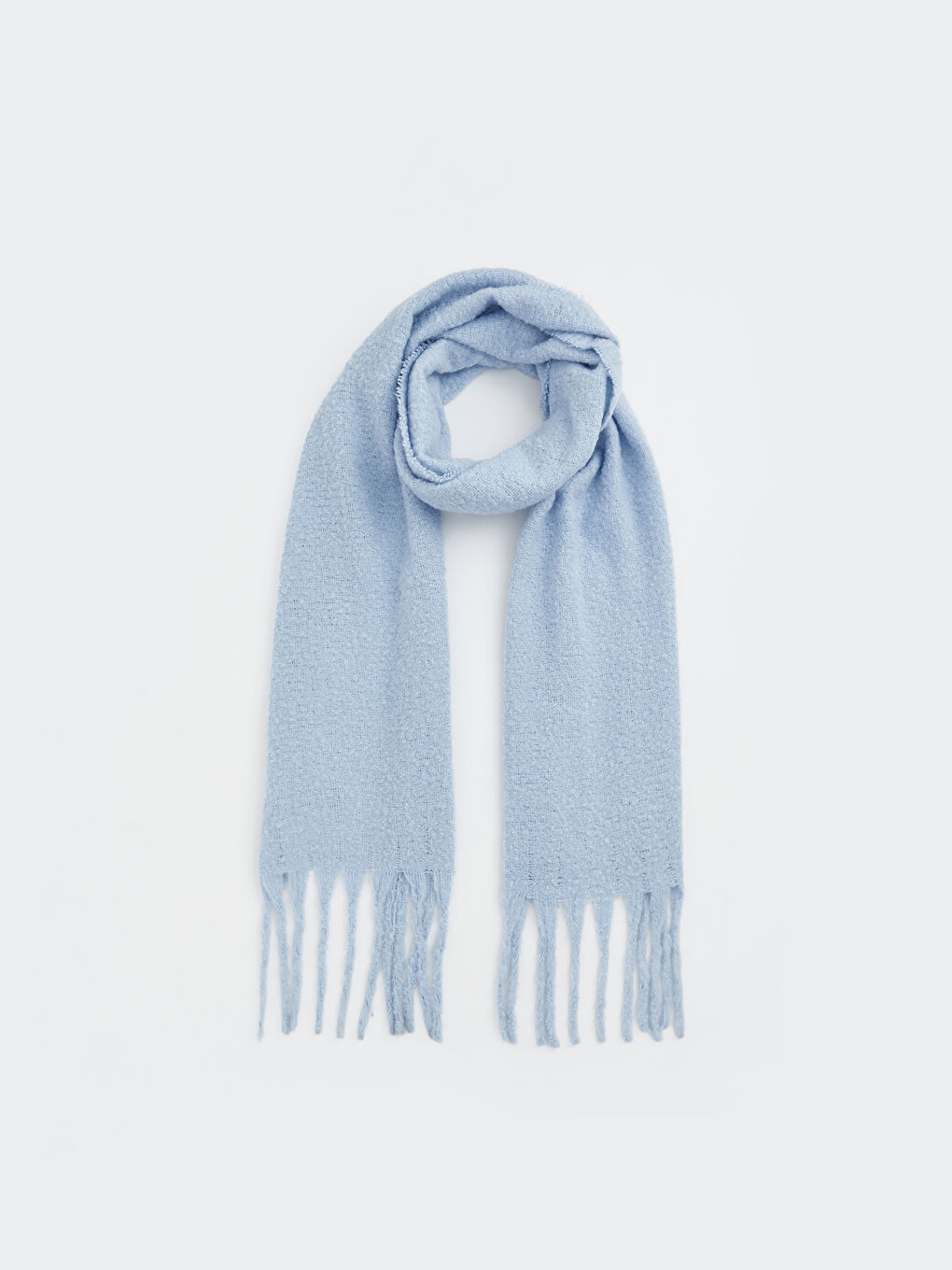 Mavi Püsküllü Kadın Atkı