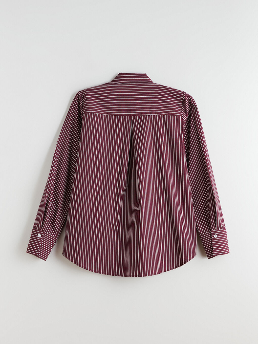 Bordo Çizgili Kadın Gömlek-5