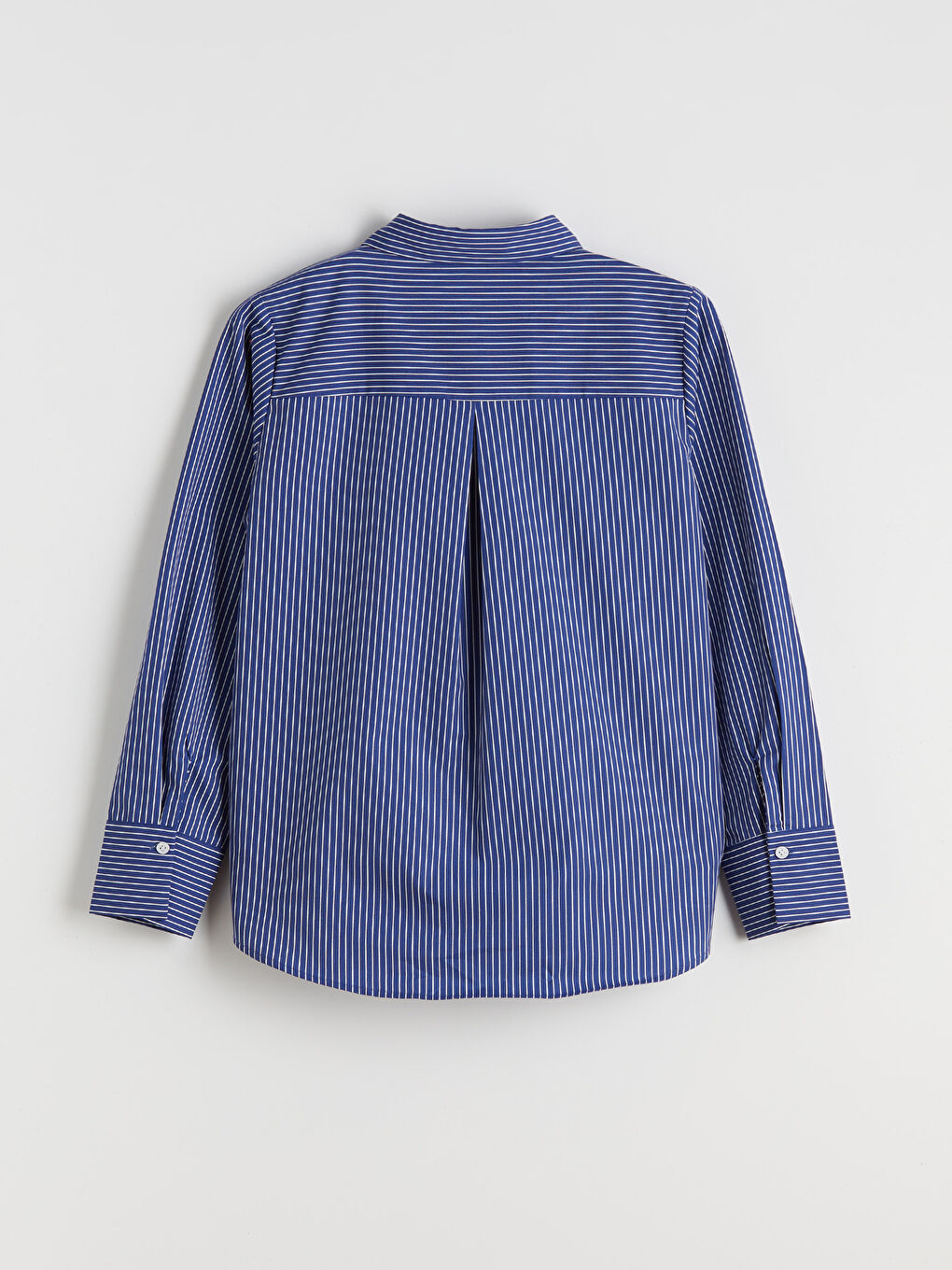 Lacivert Çizgili Kadın Gömlek-5