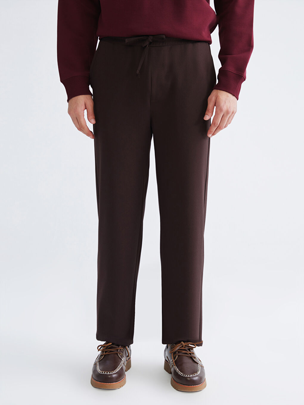 Kahverengi Yandan Cepli Beli Lastikli Erkek Pantolon-1