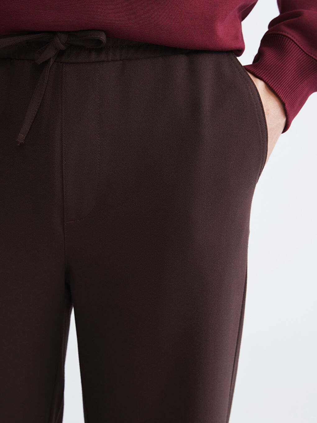 Kahverengi Yandan Cepli Beli Lastikli Erkek Pantolon-2