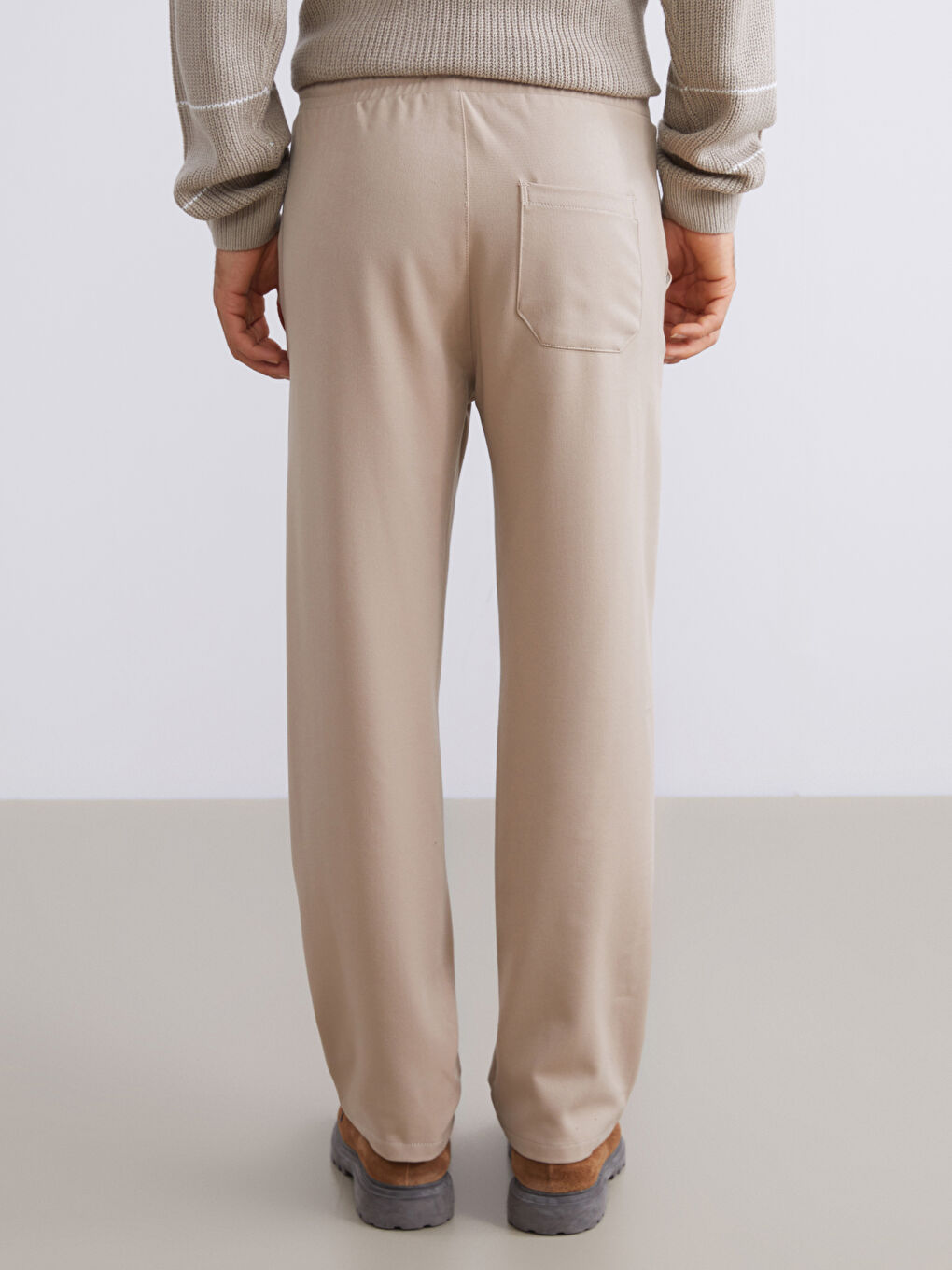 Bej Yandan Cepli Beli Lastikli Erkek Pantolon-3