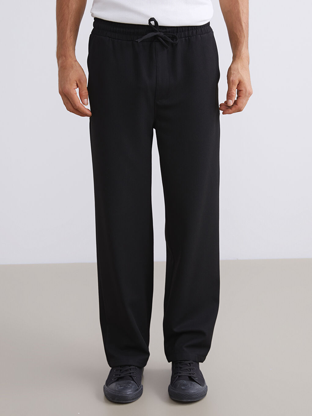 Siyah Yandan Cepli Beli Lastikli Erkek Pantolon-1