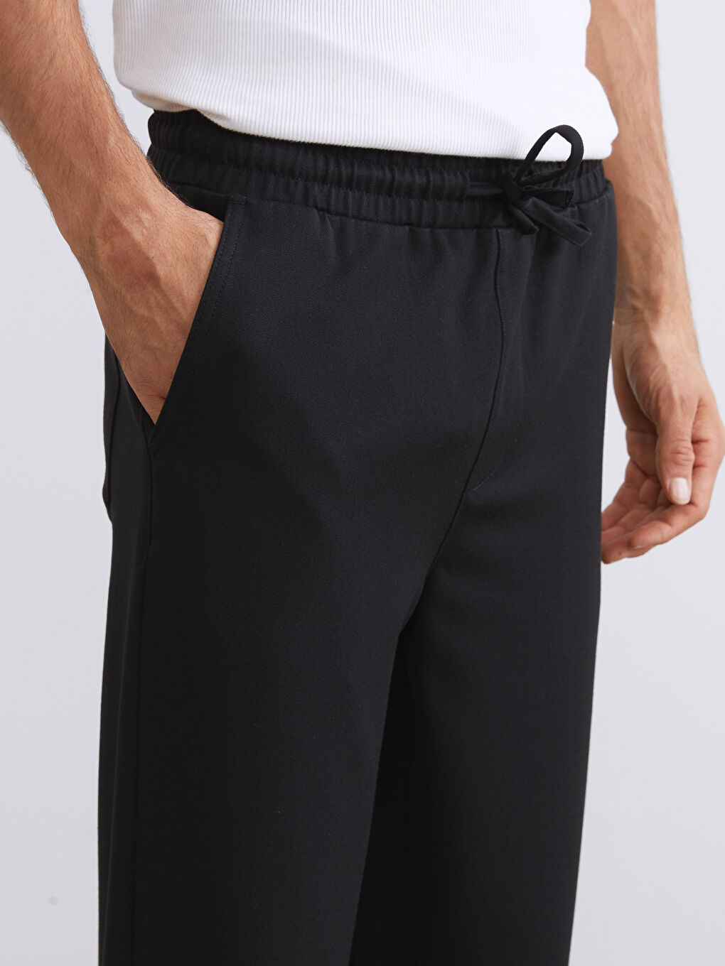 Siyah Yandan Cepli Beli Lastikli Erkek Pantolon-2