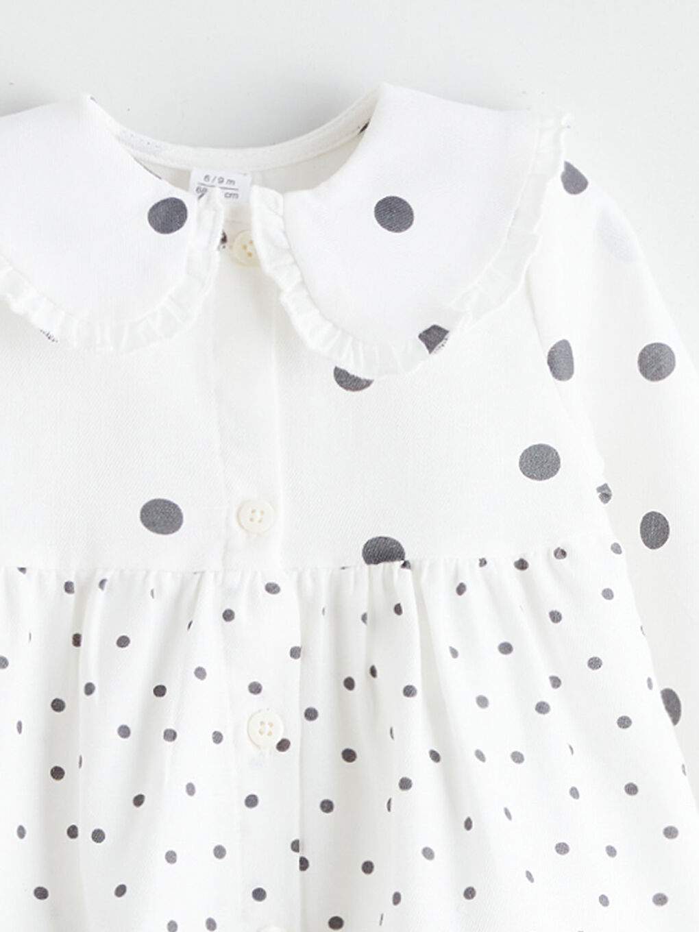 Ekru Bebe Yaka Fırfırlı Kız Bebek Elbise-2