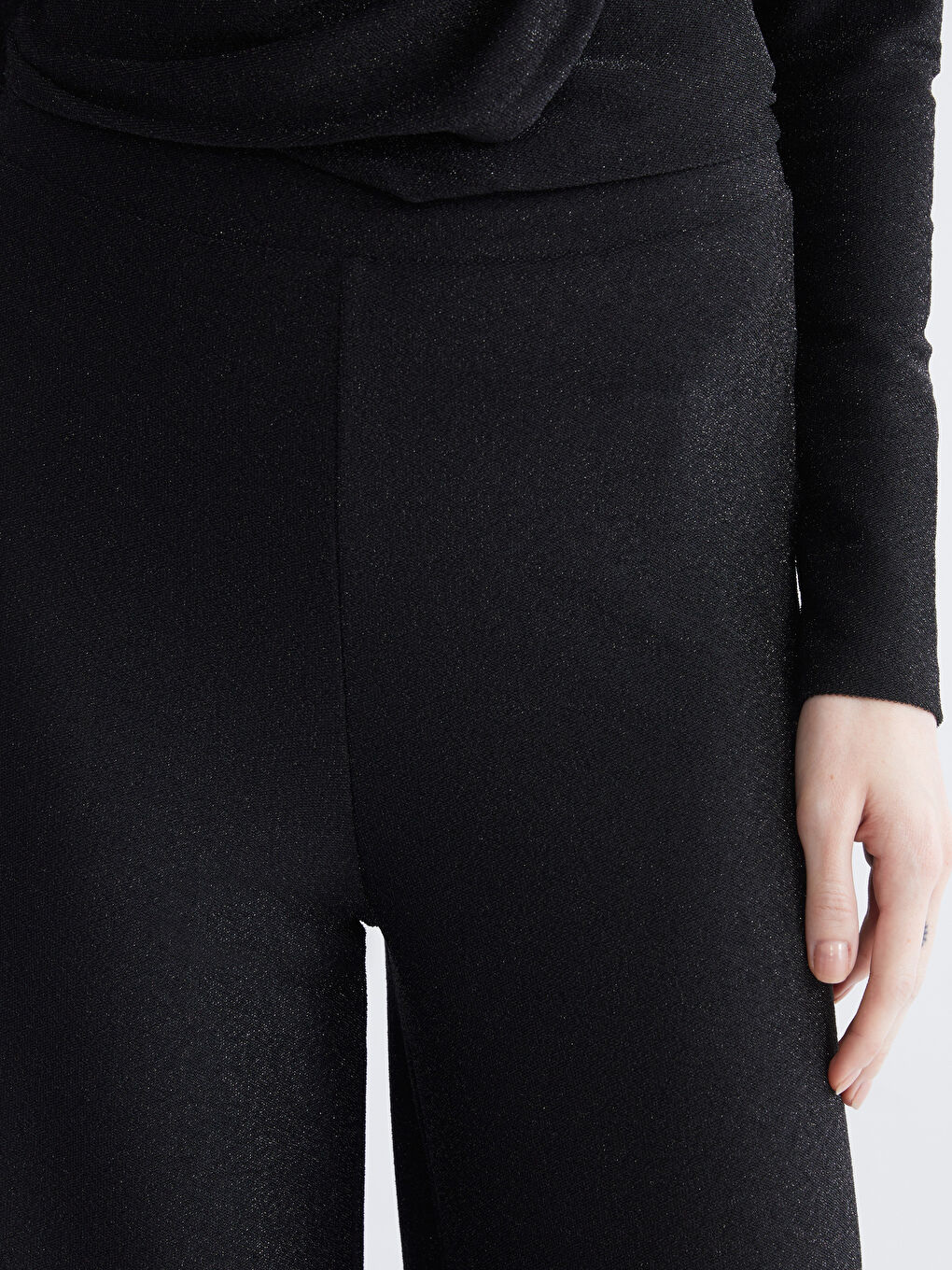 Karışık Beli Lastikli Parlak Görünümlü Kadın Pantolon-2