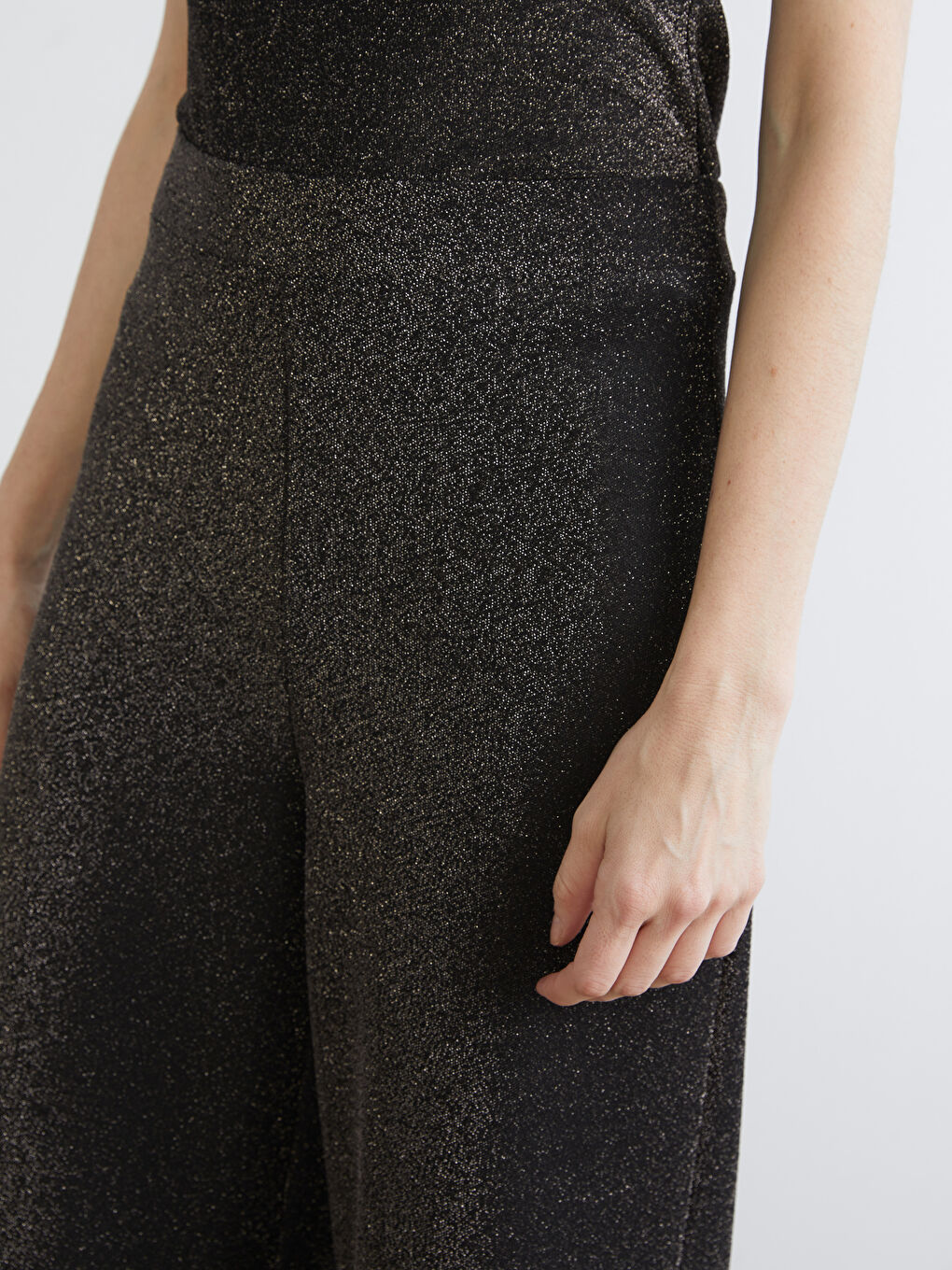 Elasticated Waist Shiny Look Women's Trousers-2