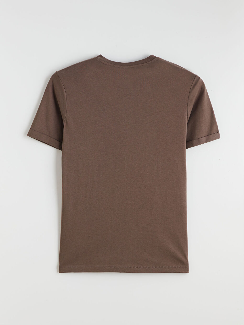 Kahverengi Bisiklet Yaka Penye Erkek Tişört-5