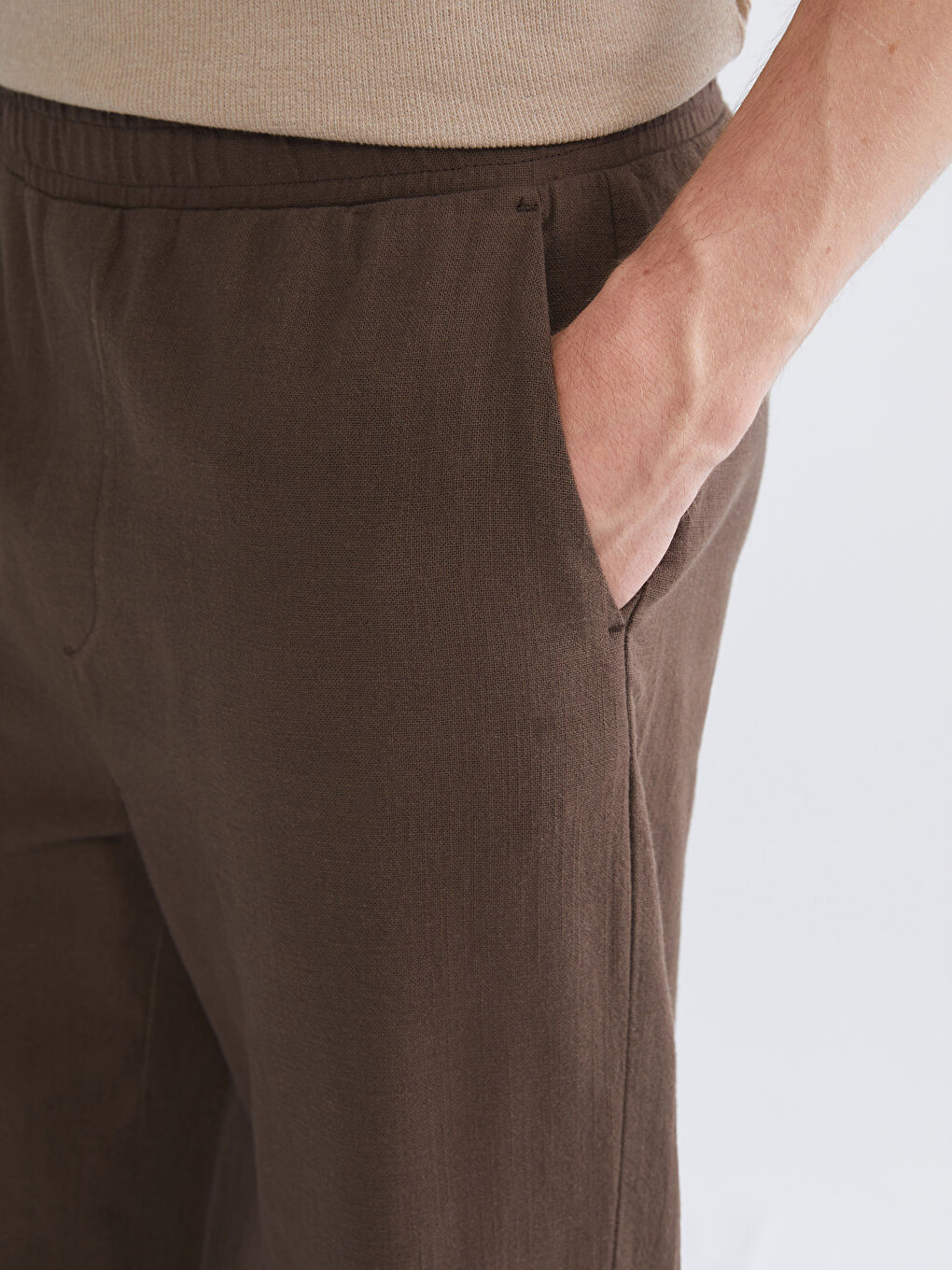 Kahverengi Standart Kalıp Erkek Pantolon-2