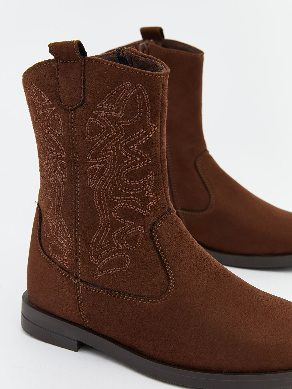 Kahverengi Süet Görünümlü Kız Çocuk Kovboy Bot-2