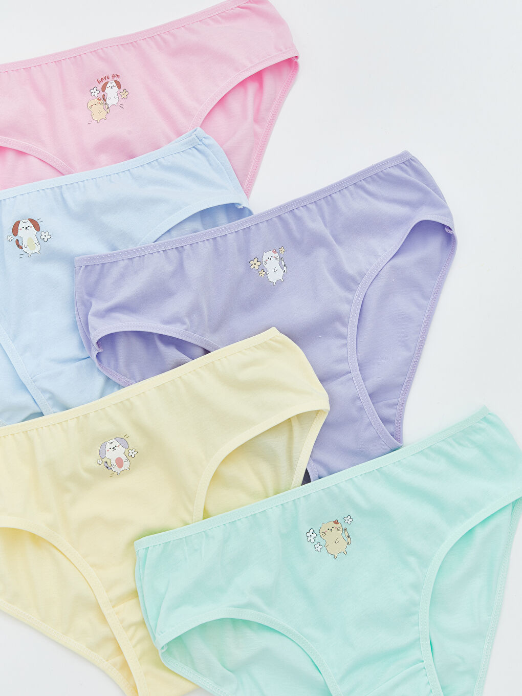 Pembe Baskılı Kız Çocuk Külot 5'li-1