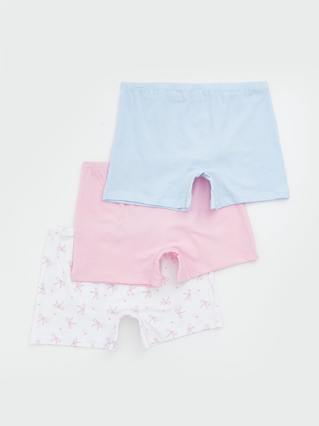 Beyaz Beli Lastikli Kız Çocuk Boxer 3'lü-1