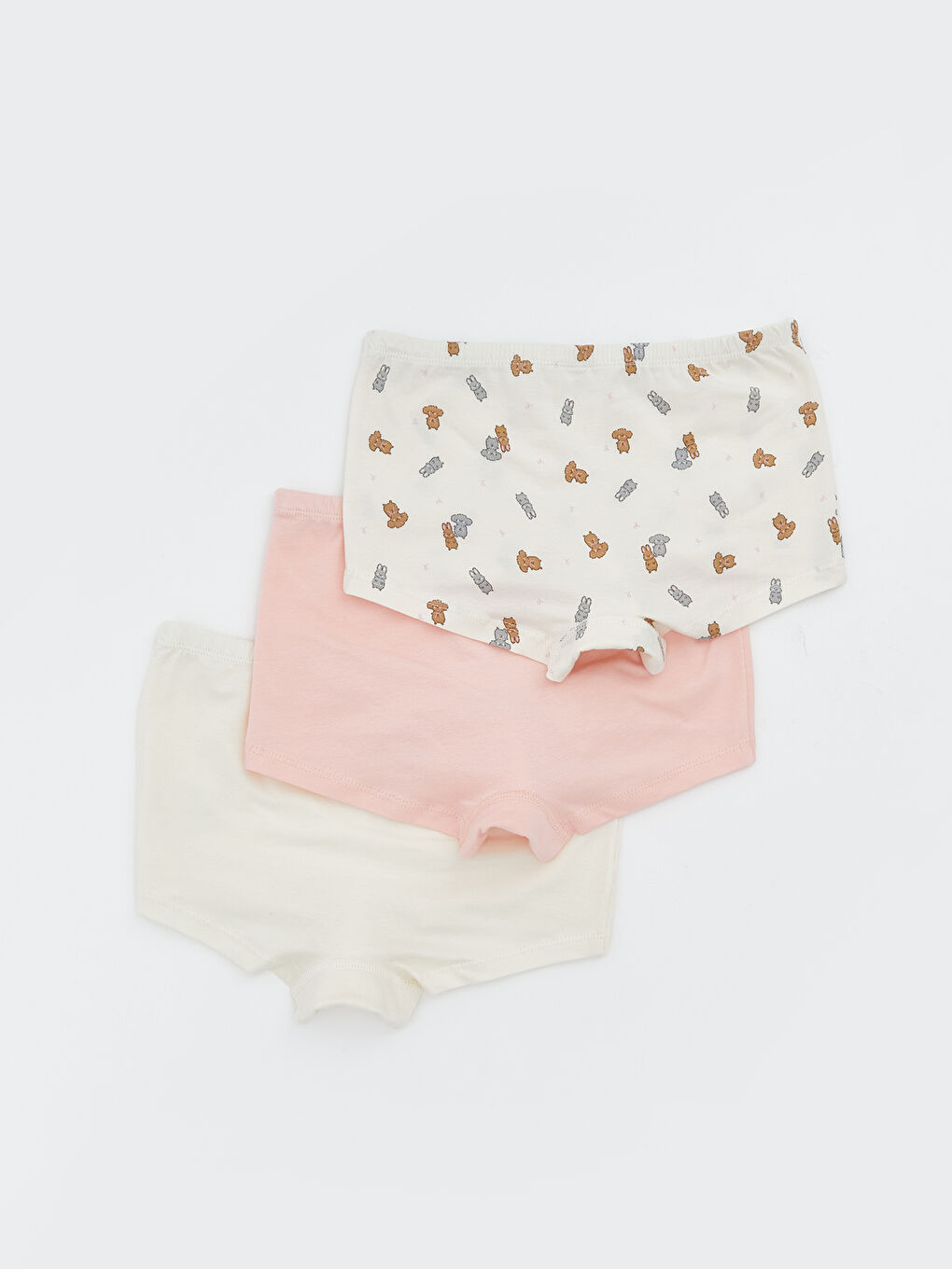 Ekru Baskılı Kız Çocuk Boxer 3'lü-1