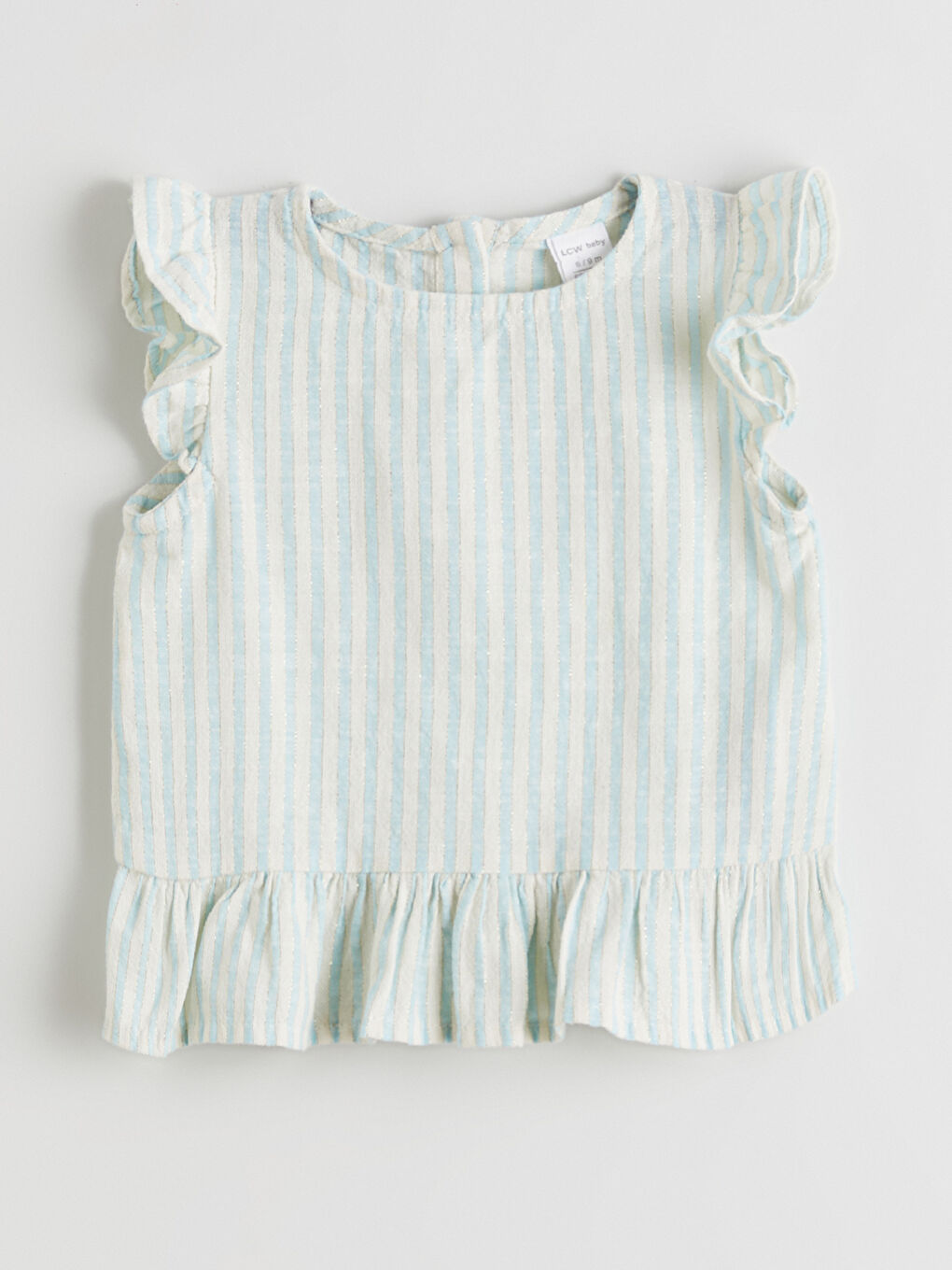 Mavi Fırfırlı Kız Bebek Müslin Bluz ve Pantolon-1