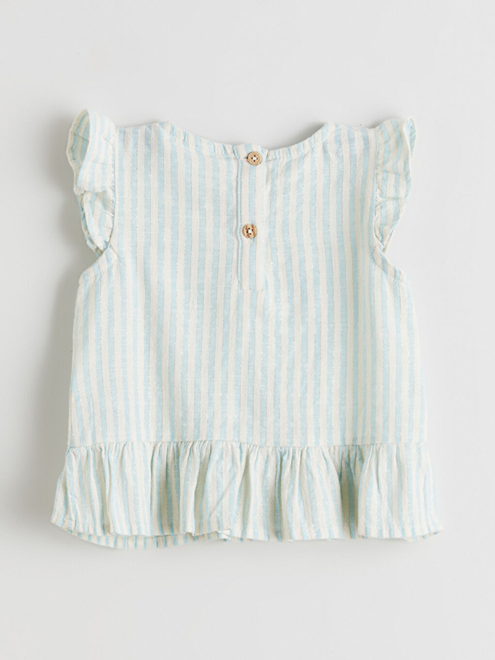 Mavi Fırfırlı Kız Bebek Müslin Bluz ve Pantolon-3