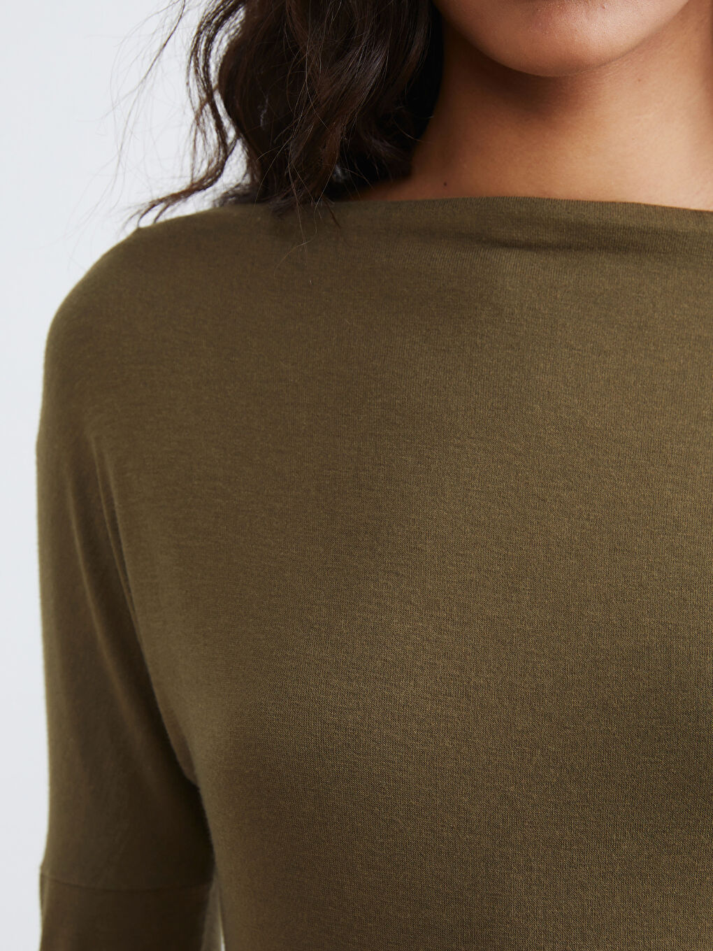 Haki Kayık Yaka Bluz-2