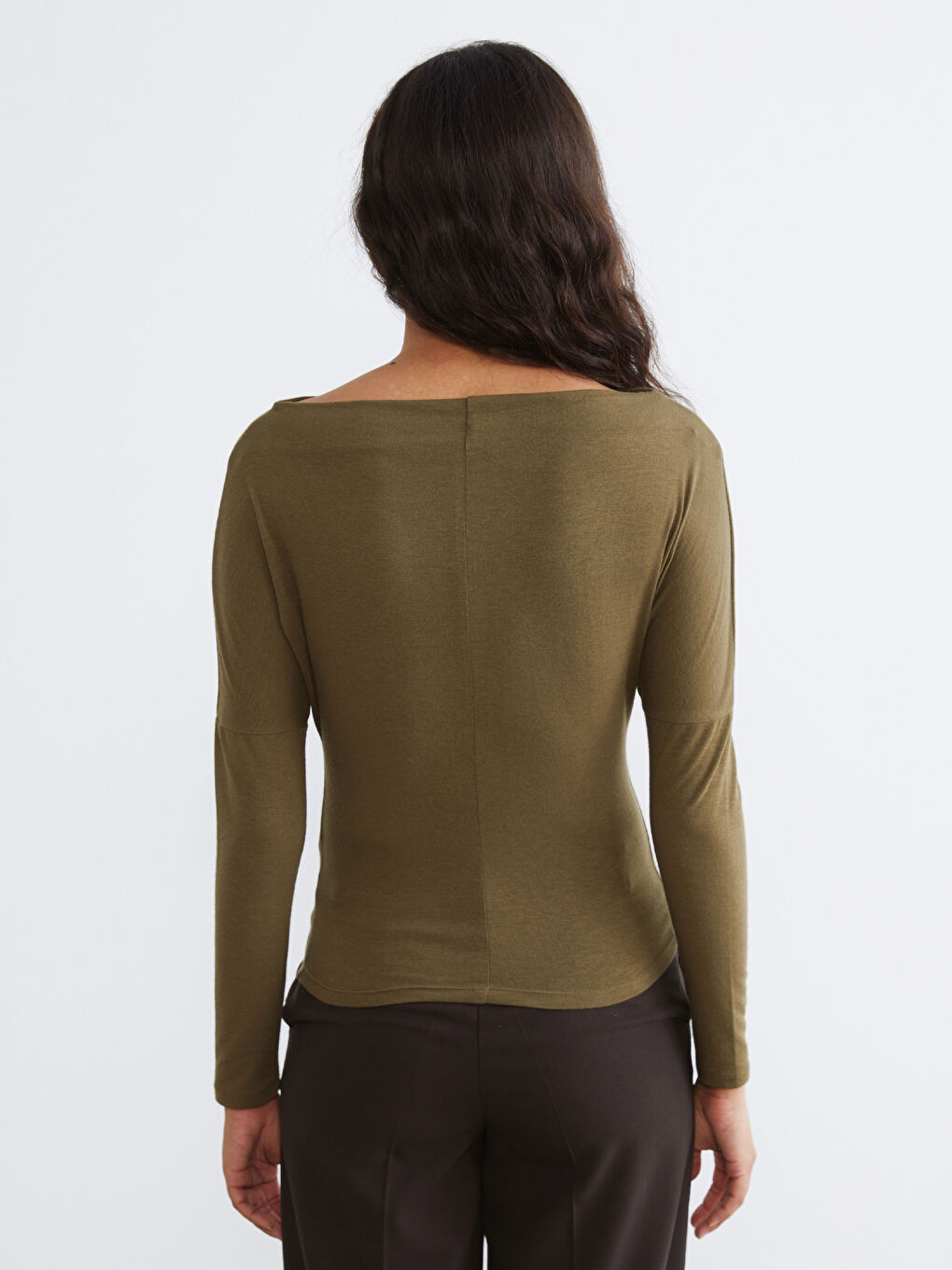 Haki Kayık Yaka Bluz-3