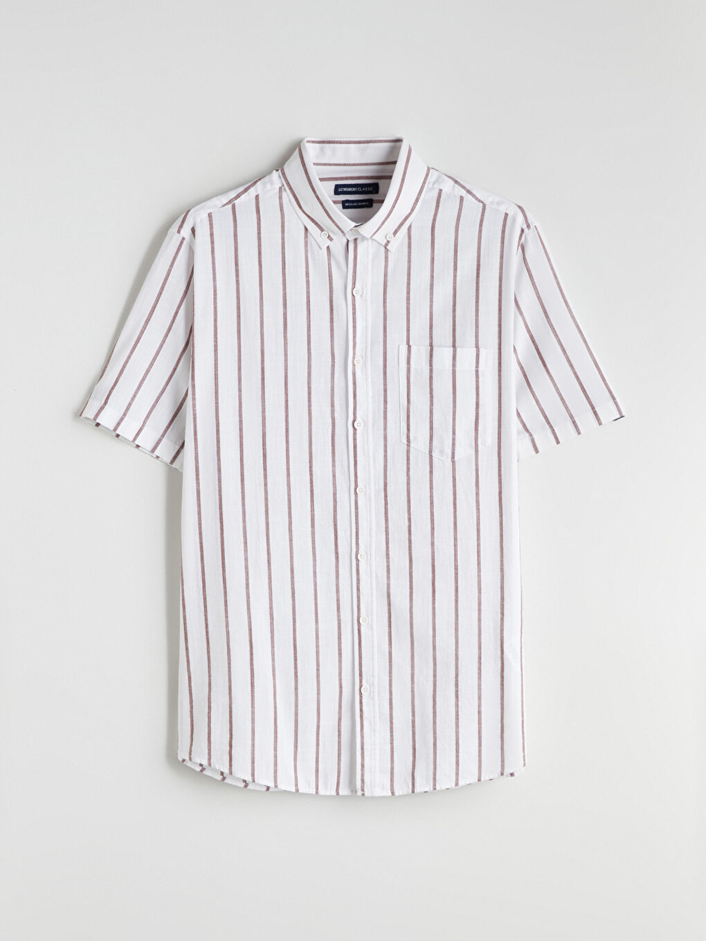 Kahverengi Regular Fit Çizgili Erkek Gömlek-4