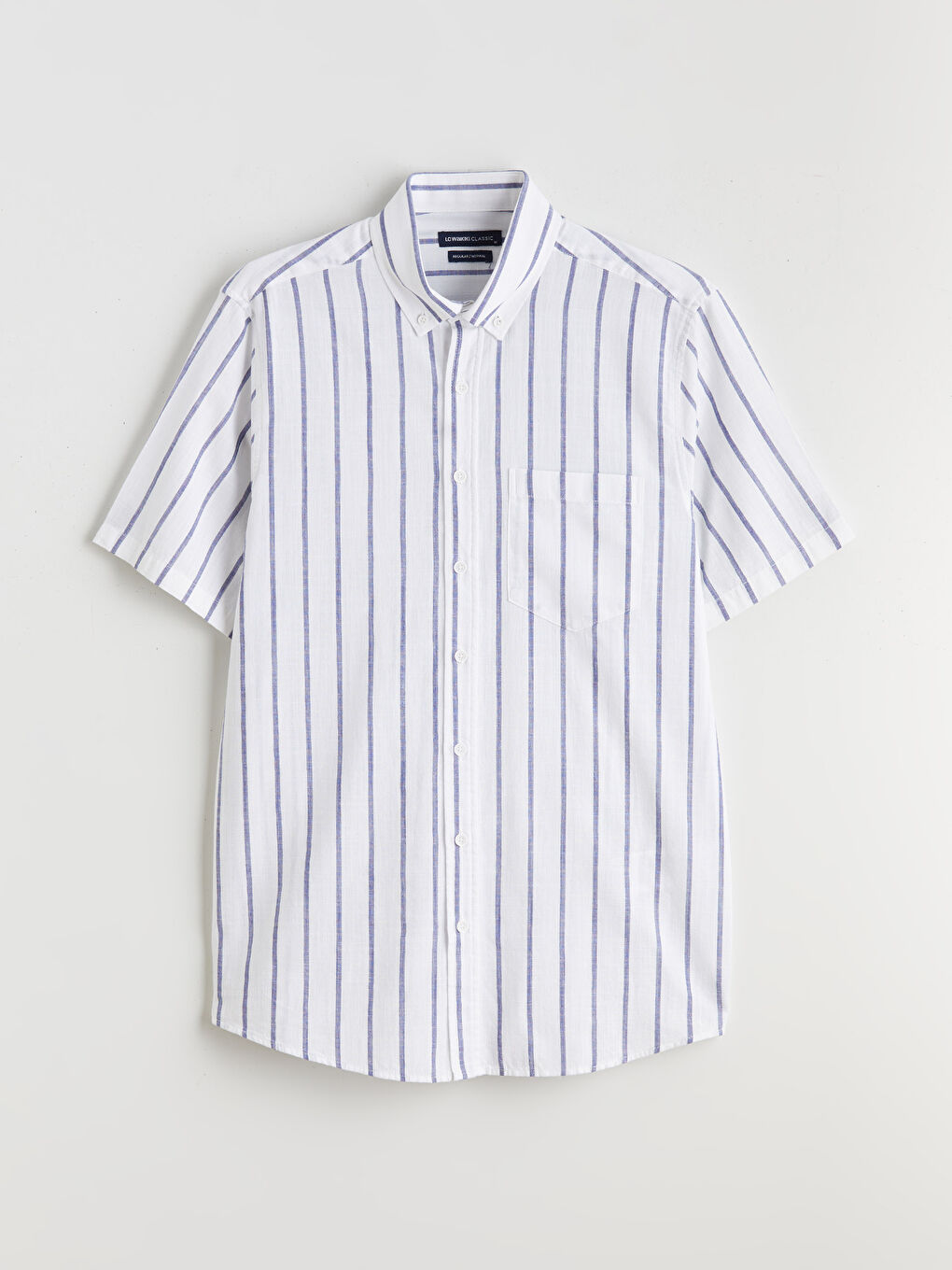 Lacivert Regular Fit Çizgili Erkek Gömlek-4