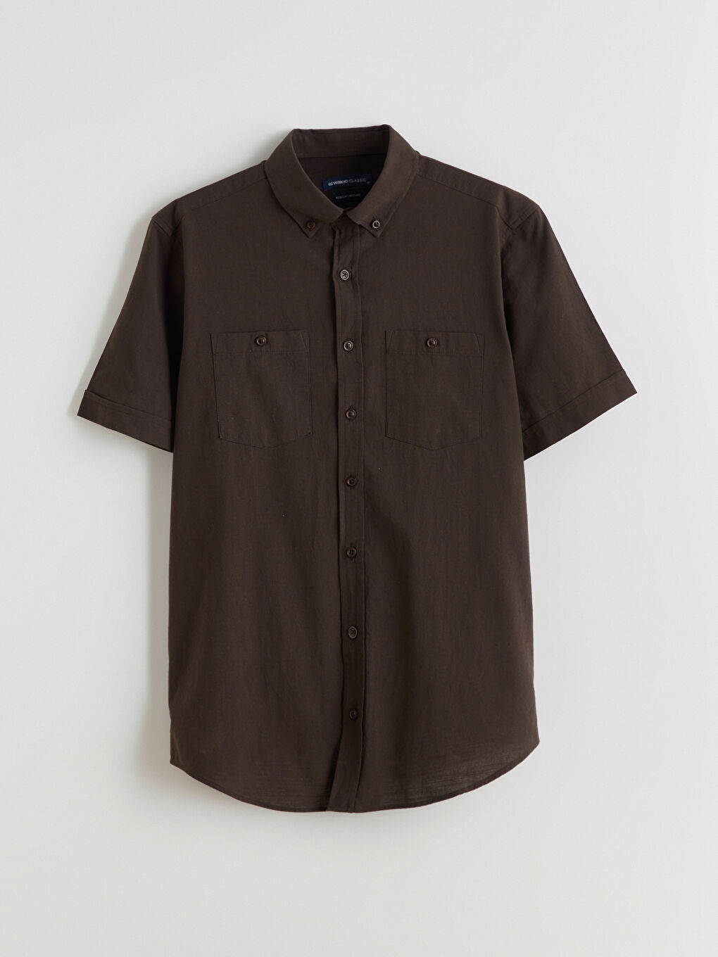 Kahverengi Regular Fit Kısa Kollu Erkek Gömlek-4