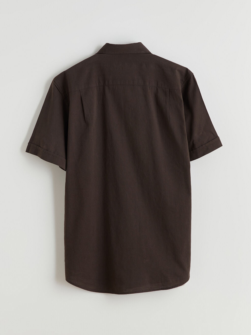 Kahverengi Regular Fit Kısa Kollu Erkek Gömlek-5