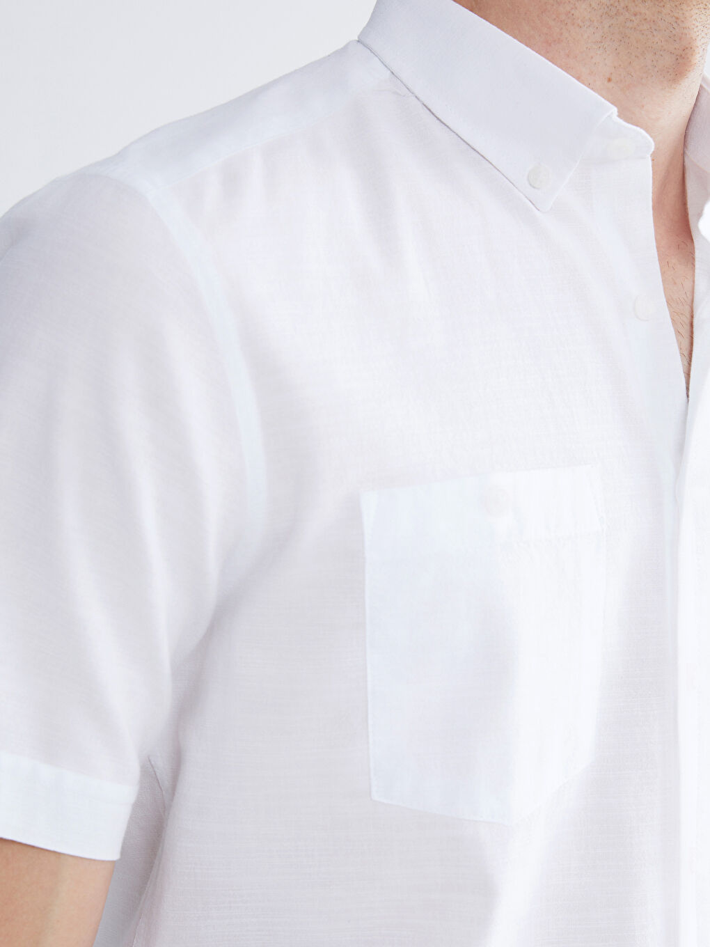 Beyaz Regular Fit Kısa Kollu Erkek Gömlek-2