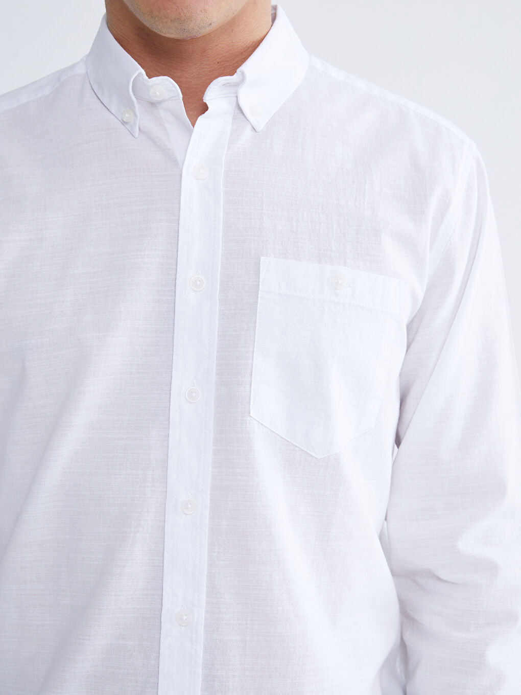 Beyaz Regular Fit Uzun Kollu Erkek Gömlek-2
