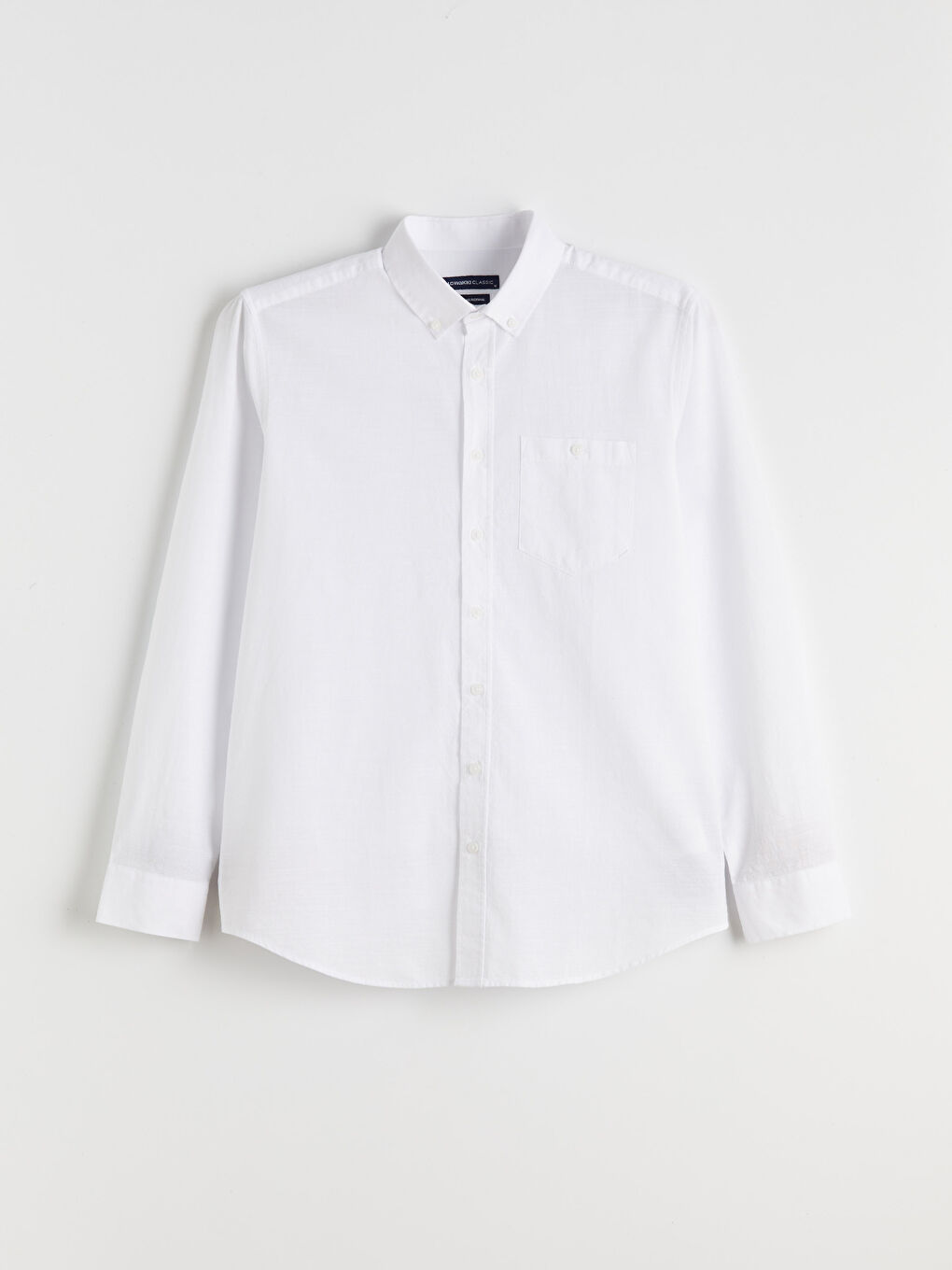 Beyaz Regular Fit Uzun Kollu Erkek Gömlek-4