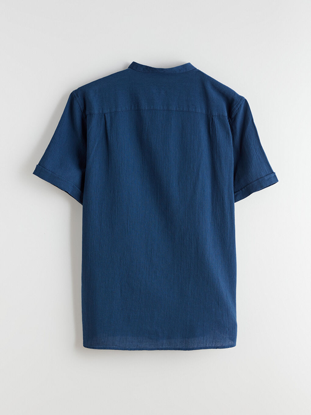 Lacivert Regular Fit Hakim Yaka Kısa Kollu Erkek Gömlek-5