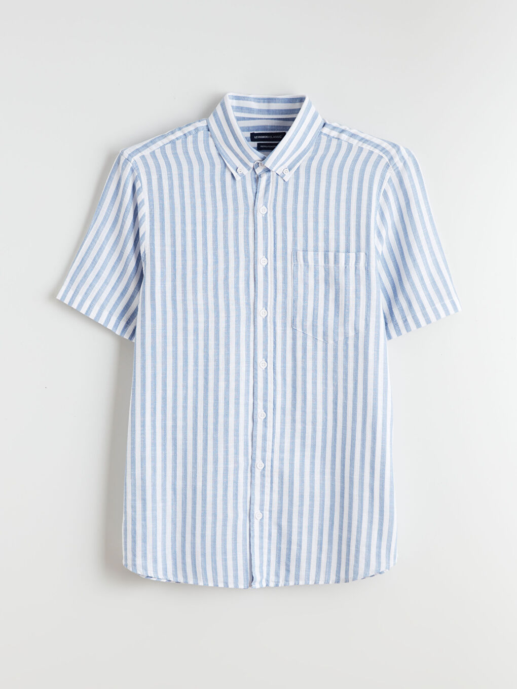 Mavi Regular Fit Kısa Kollu Çizgili Erkek Gömlek-4