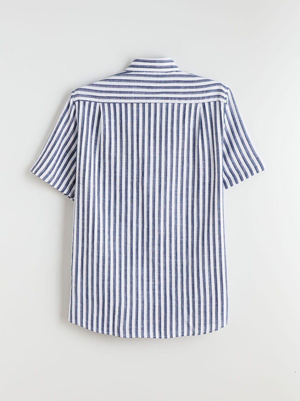 Lacivert Regular Fit Kısa Kollu Çizgili Erkek Gömlek-5
