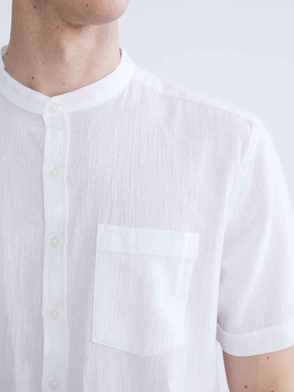 Beyaz Regular Fit Kısa Kollu Erkek Gömlek-2