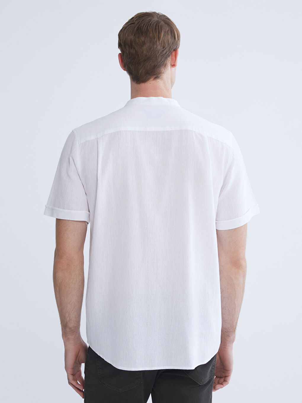 Beyaz Regular Fit Kısa Kollu Erkek Gömlek-3