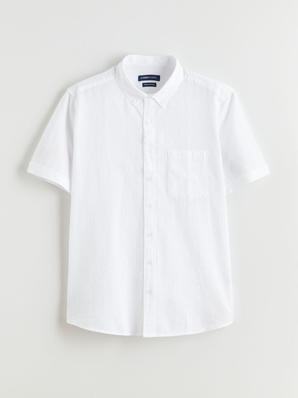 Beyaz Regular Fit Kısa Kollu Erkek Gömlek-4