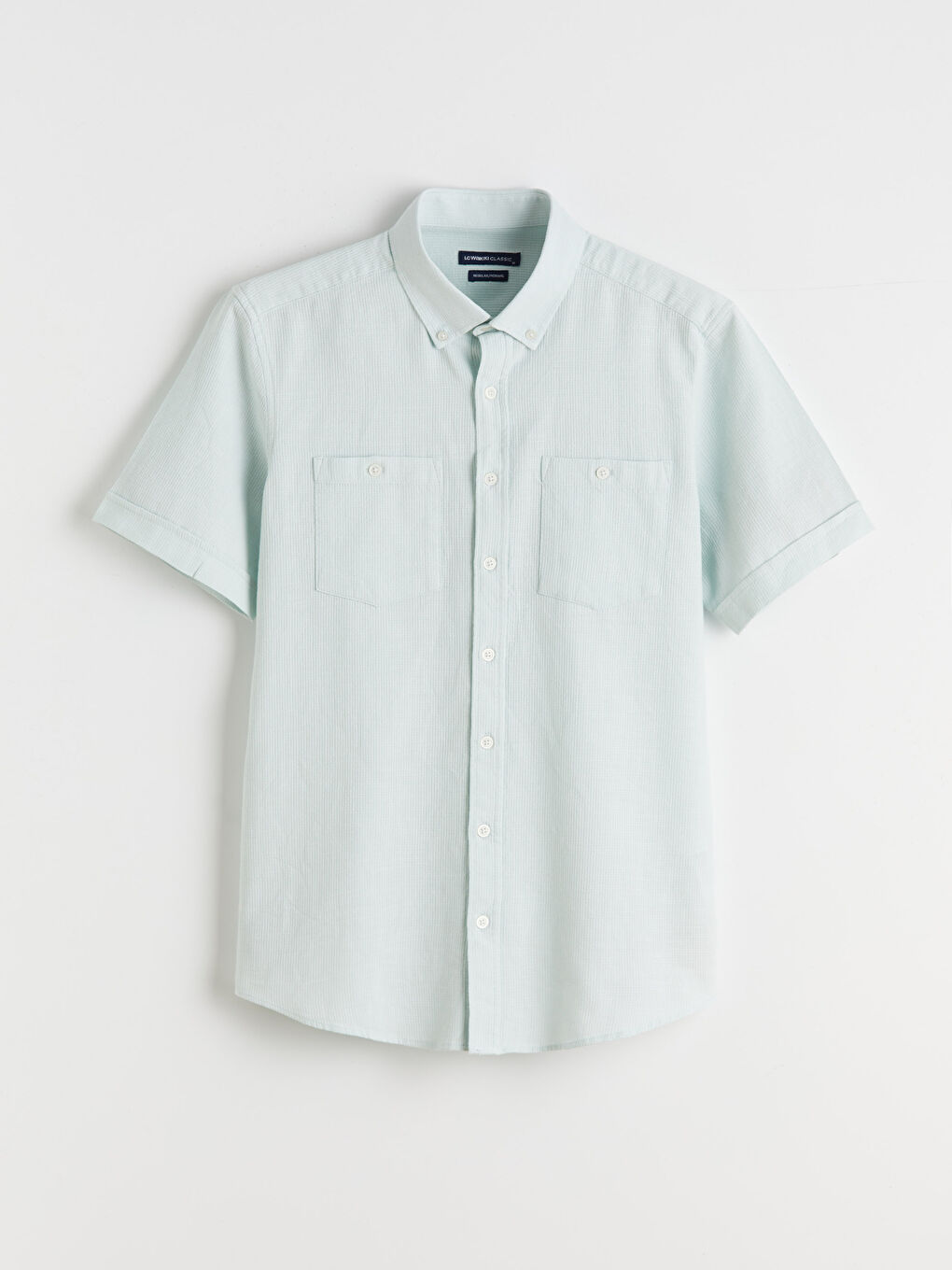 Turkuaz Regular Fit Kısa Kollu Erkek Dokulu Gömlek-4